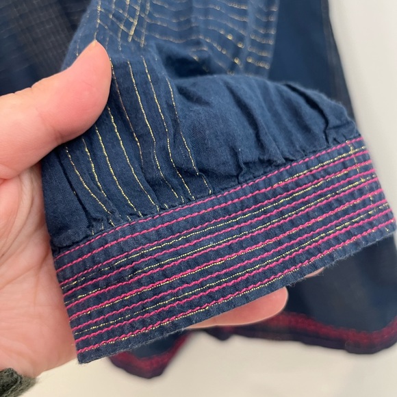 Johnny Was 3 J Workshop Navy Dress Tunic with Pink Embroidery - Picture 6 of 8